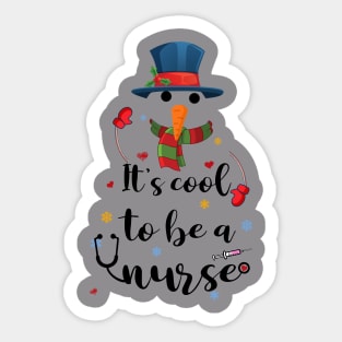 Cool To Be A Nurse Snowman Christmas Gift Sticker